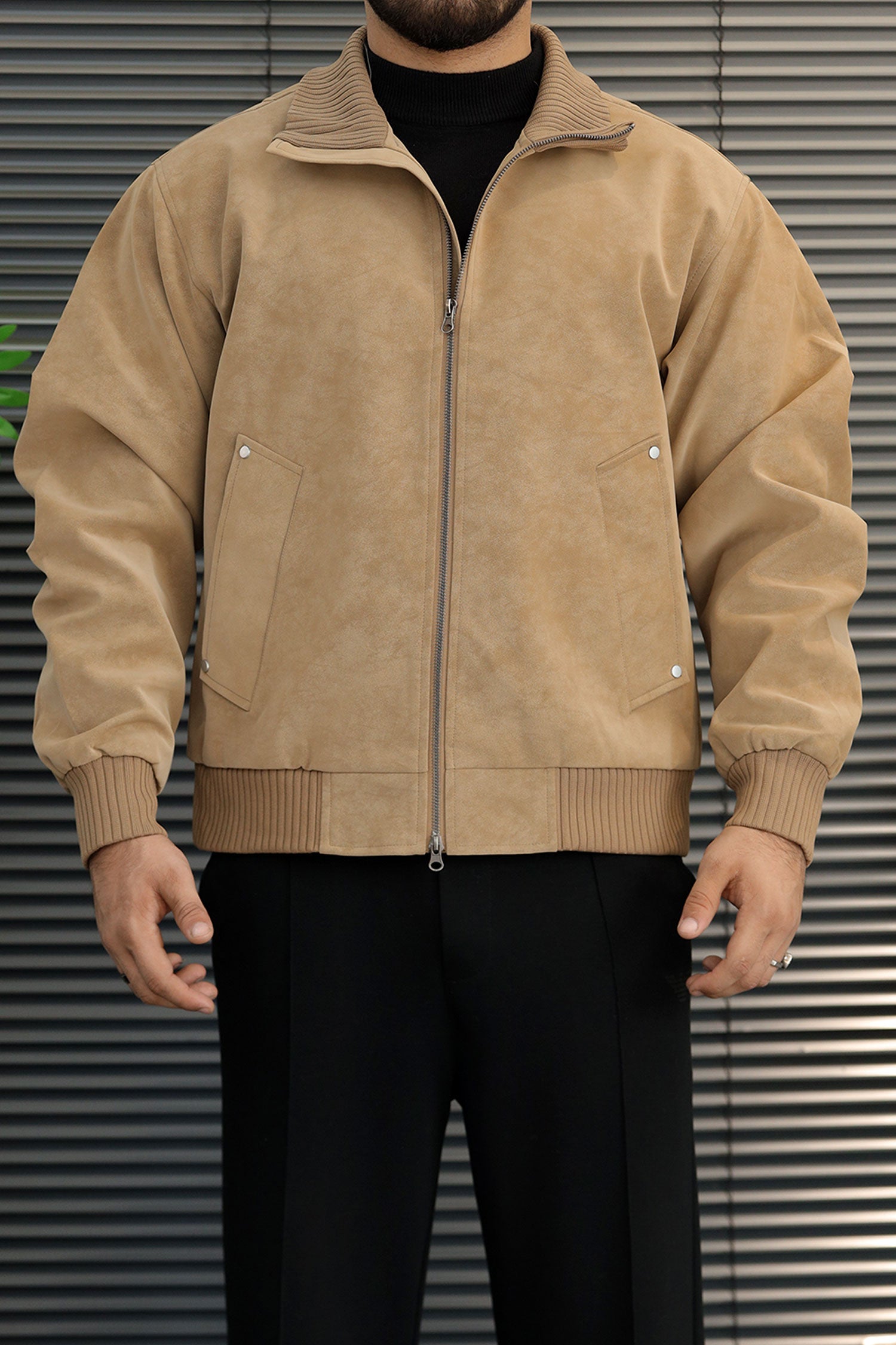Men's Affordable Sweat Suede Leather Jacket