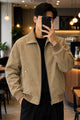 Men's Affordable Sweat Suede Leather Jacket In Skin