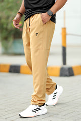 Turbo Bottom Writing SlimFit Imported Sportswear Trouser in Light Camel