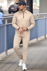 Turbo Half Zip Style Men Zipper Tracksuit In Light Skin