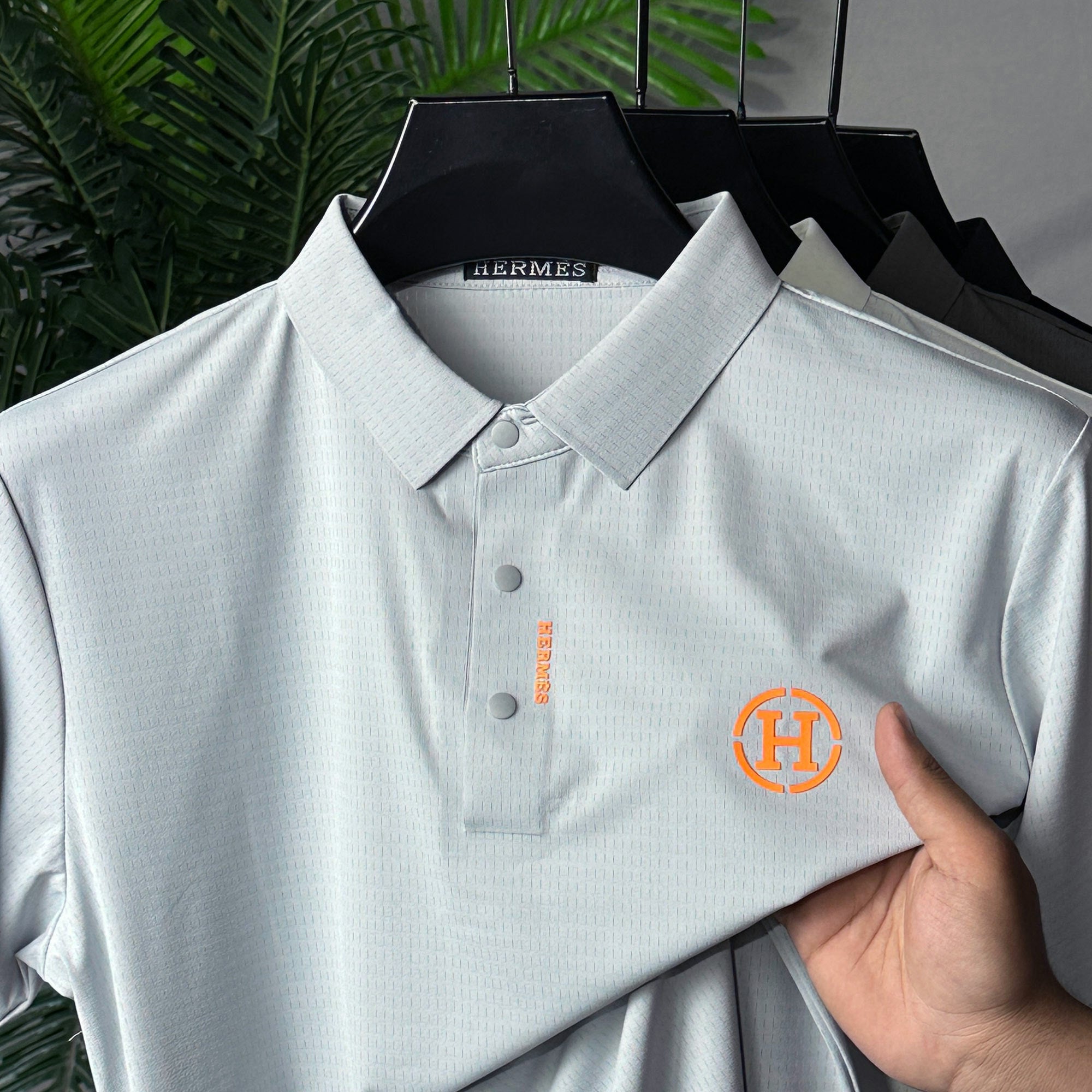 Hrms Orange Accent Logo Style Men's Polo Shirt
