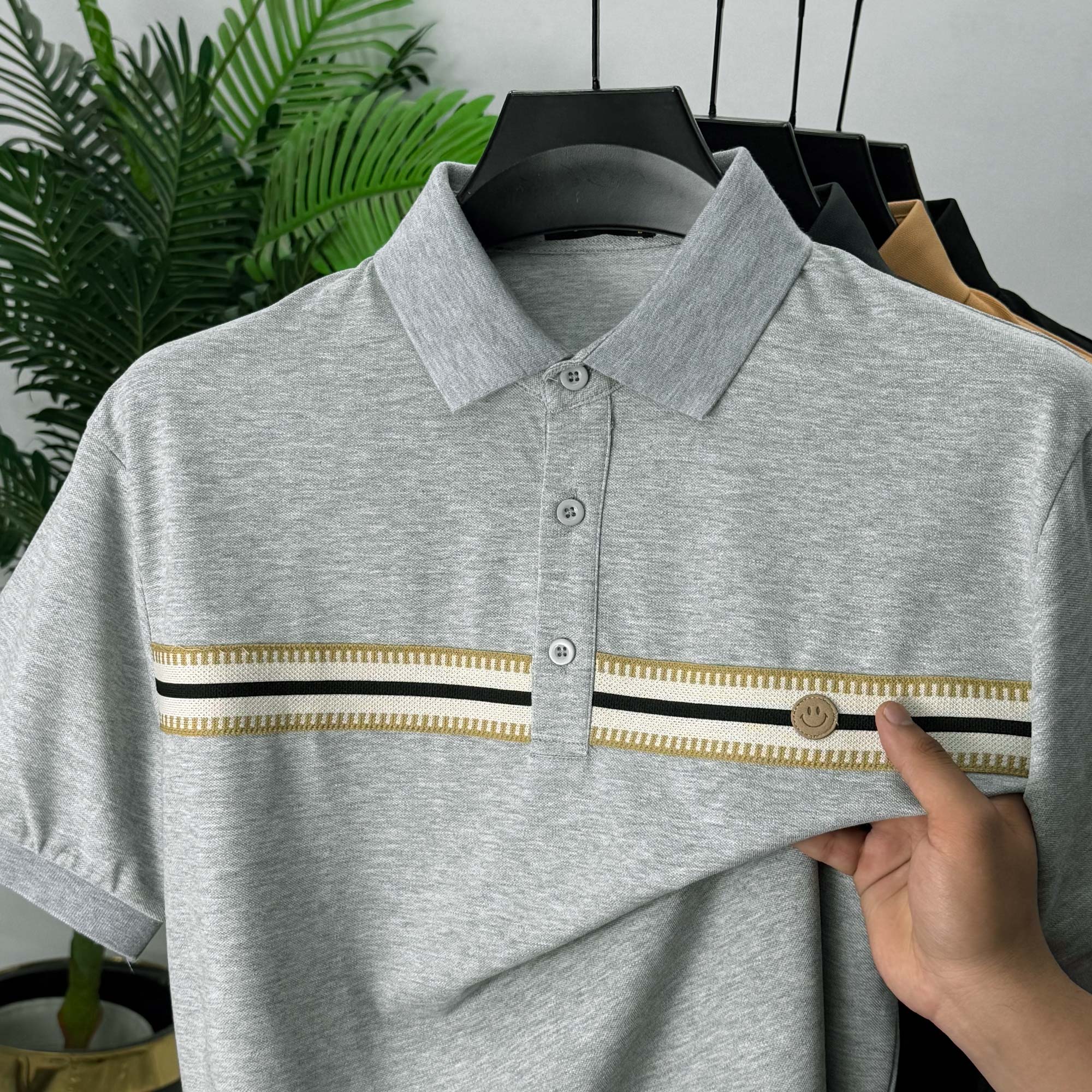 Turbo Smiley Stripes Pattern Men's Polo T-Shirt