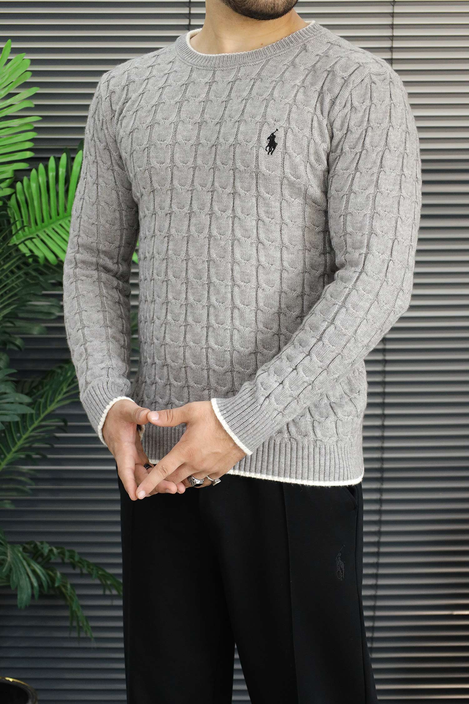 Polo Cashmere Blend Knit Imported Men's Sweater