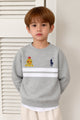 Rph Lren Classic Panneled Round Neck Kid's Sweatshirt In Slate Grey