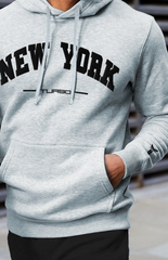 Turbo NY Aplic Print Fleece Hoodie In Light Grey