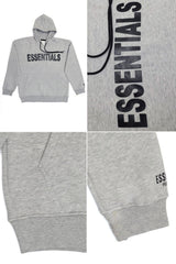 Essntials Men's Hoodie With Embossed Logo In Slate Grey