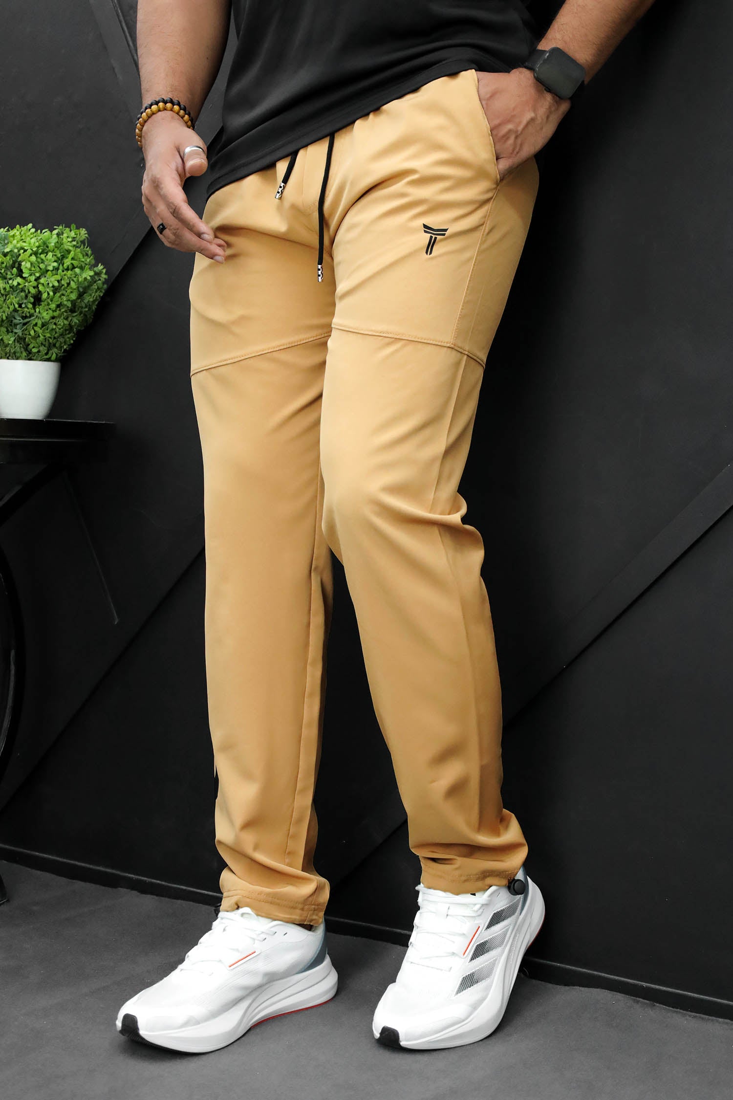 Turbo Bottom Writing SlimFit Imported Sportswear Trouser in Light Camel