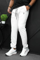 Turbo Bottom Writing SlimFit Imported Sportswear Trouser in White