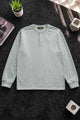Turbo Basic Henley Imported Round Neck Men's Sweatshirt In Stone Grey