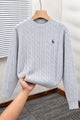 Polo Warm Cable Knit Lining Imported Men's Sweater In Stone Grey
