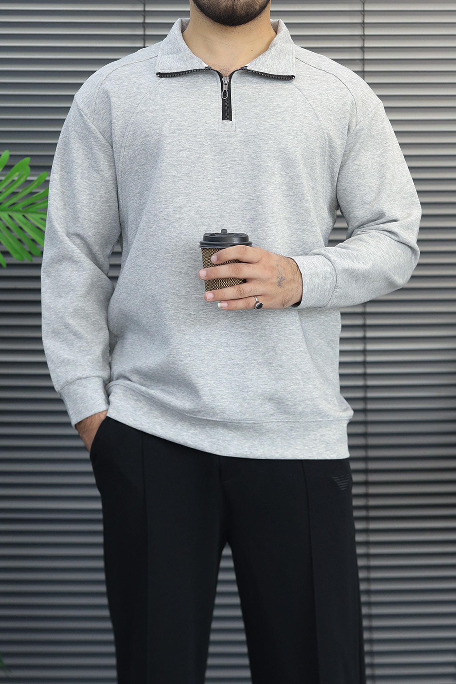Turbo Gorp-Core Style Imported Mock Neck Men's Sweatshirt