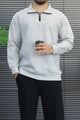 Turbo Gorp-Core Style Imported Mock Neck Men's Sweatshirt In Stone Grey