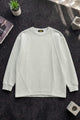 Turbo Geometric Piping Imported Round Neck Men's Sweatshirt In White Grey