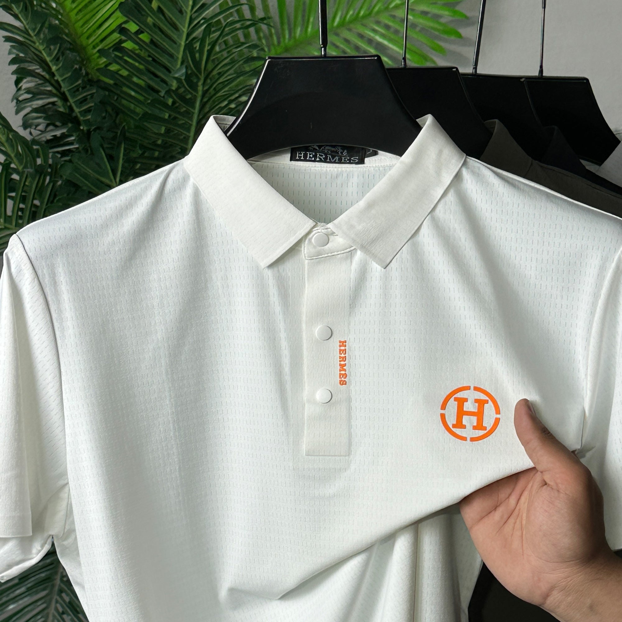 Hrms Orange Accent Logo Style Men's Polo Shirt