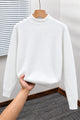 Turbo Warm Padding Imported Plain Mock Neck Men's Sweater In White