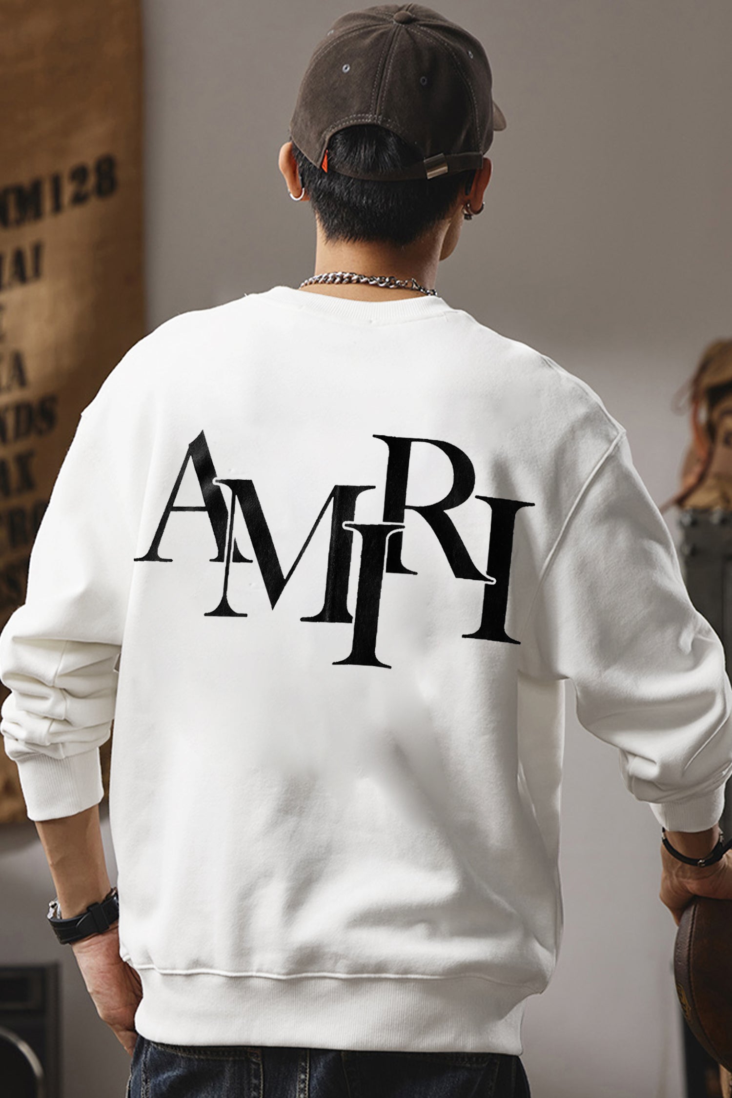 Amri Slogan Signature Crew Neck Full Sleeves Men's Sweatshirt