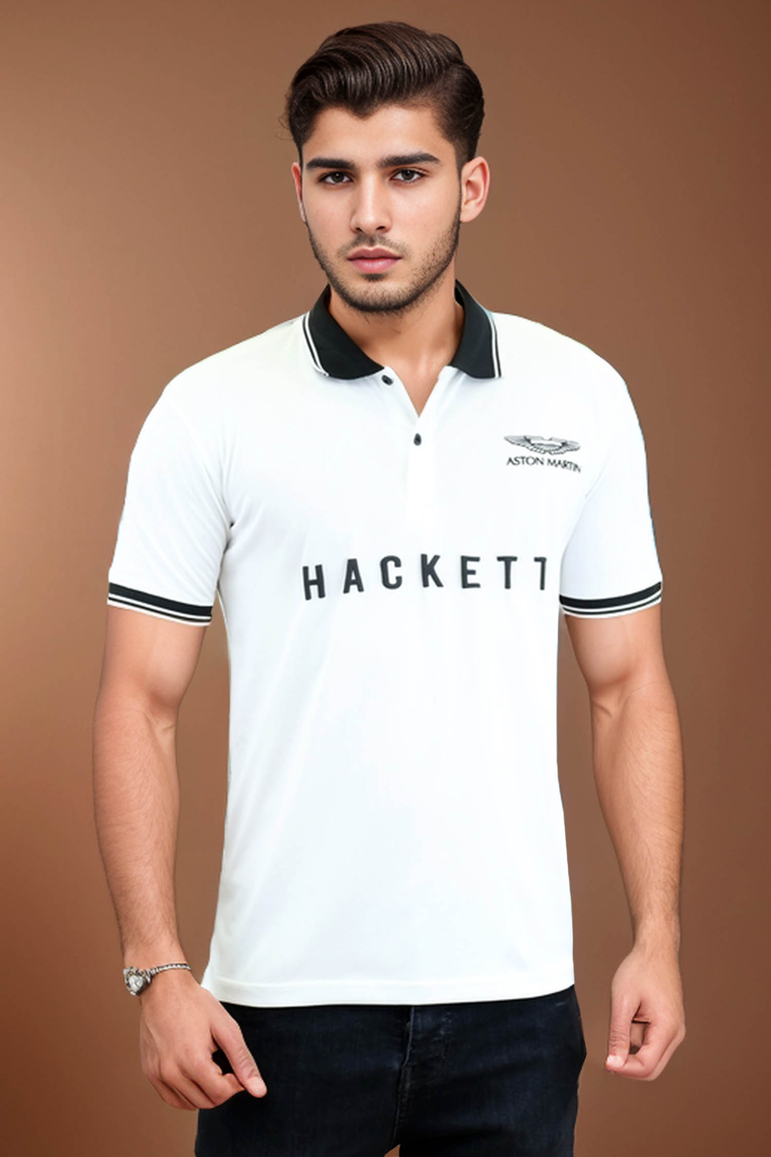 Hackt Aston Martin Racing Front Typography Men's Polo Shirt