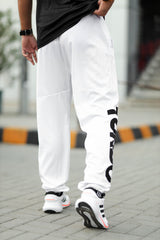 Turbo Bottom Writing SlimFit Imported Sportswear Trouser in White