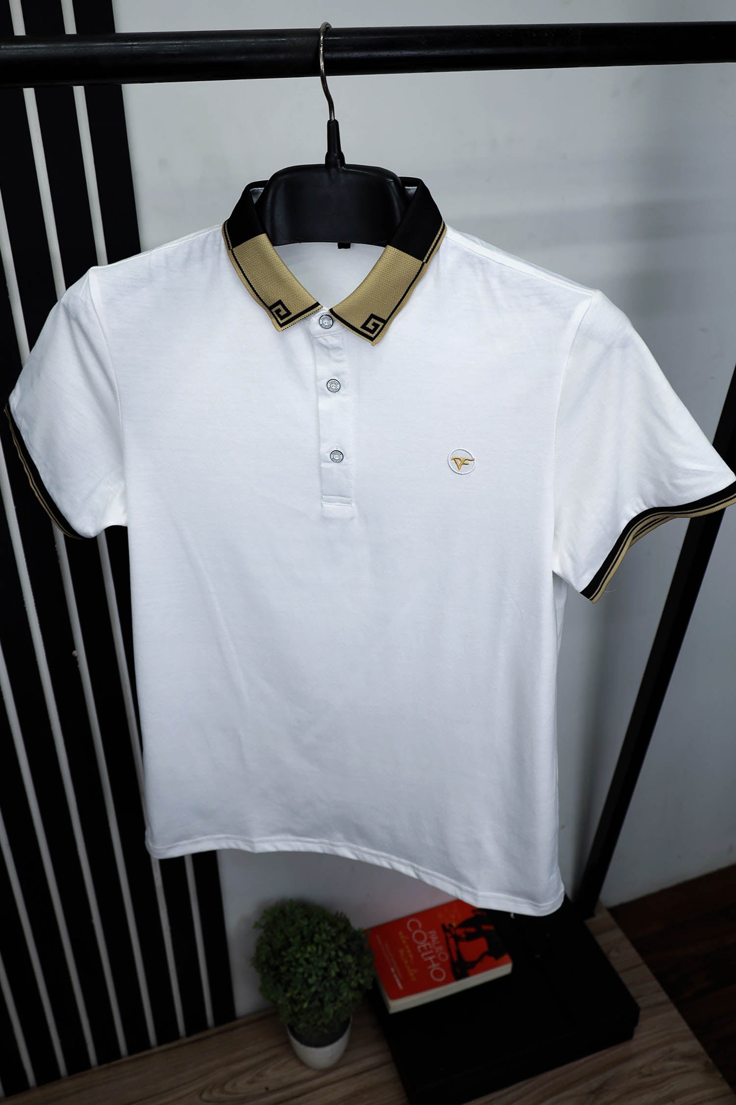 Two Tone Banded Collar And Sleeve Polo Shirt