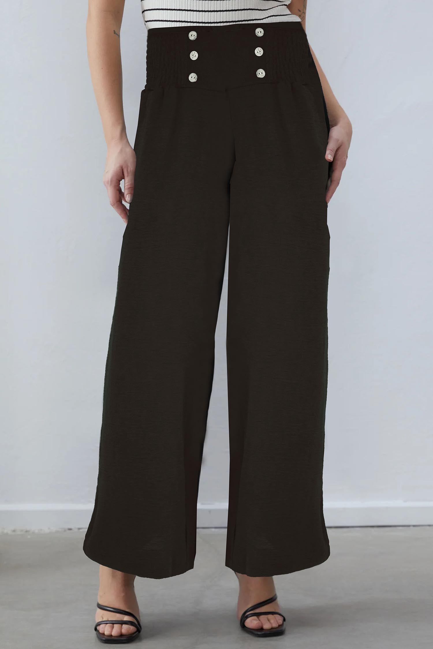 Trendy Button Threadz Belted Comfy Flapper Trouser - Women