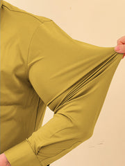 Self Texture Elastic Full Sleeve Casual Shirt In Yellow