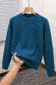 Polo Waffle-Knit Texture Imported Round Neck Men's Sweater