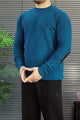 Polo Waffle-Knit Texture Imported Round Neck Men's Sweater