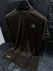 Dry Fit Tee With Printed Logo In Green