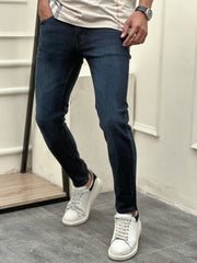 Plain Slim Fit Turbo Jeans in Dark Navy