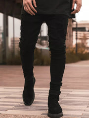 Slim Fit and Side Stripe Design Jeans in Black