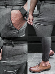 Men Supper Elastic Stretchable Cotton Pant In Charcoal Grey