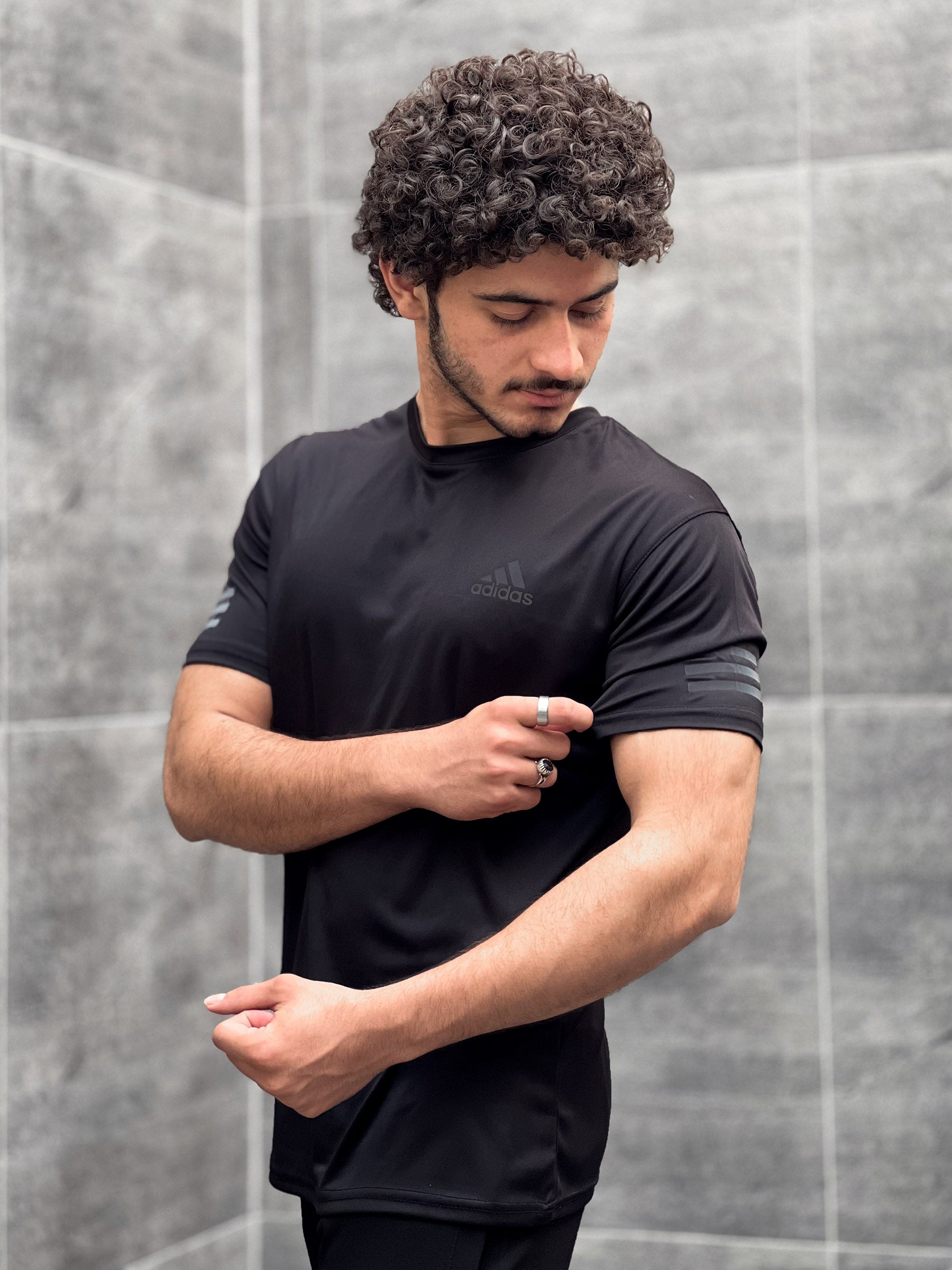 Dry Fit Tee With Printed Logo In Black
