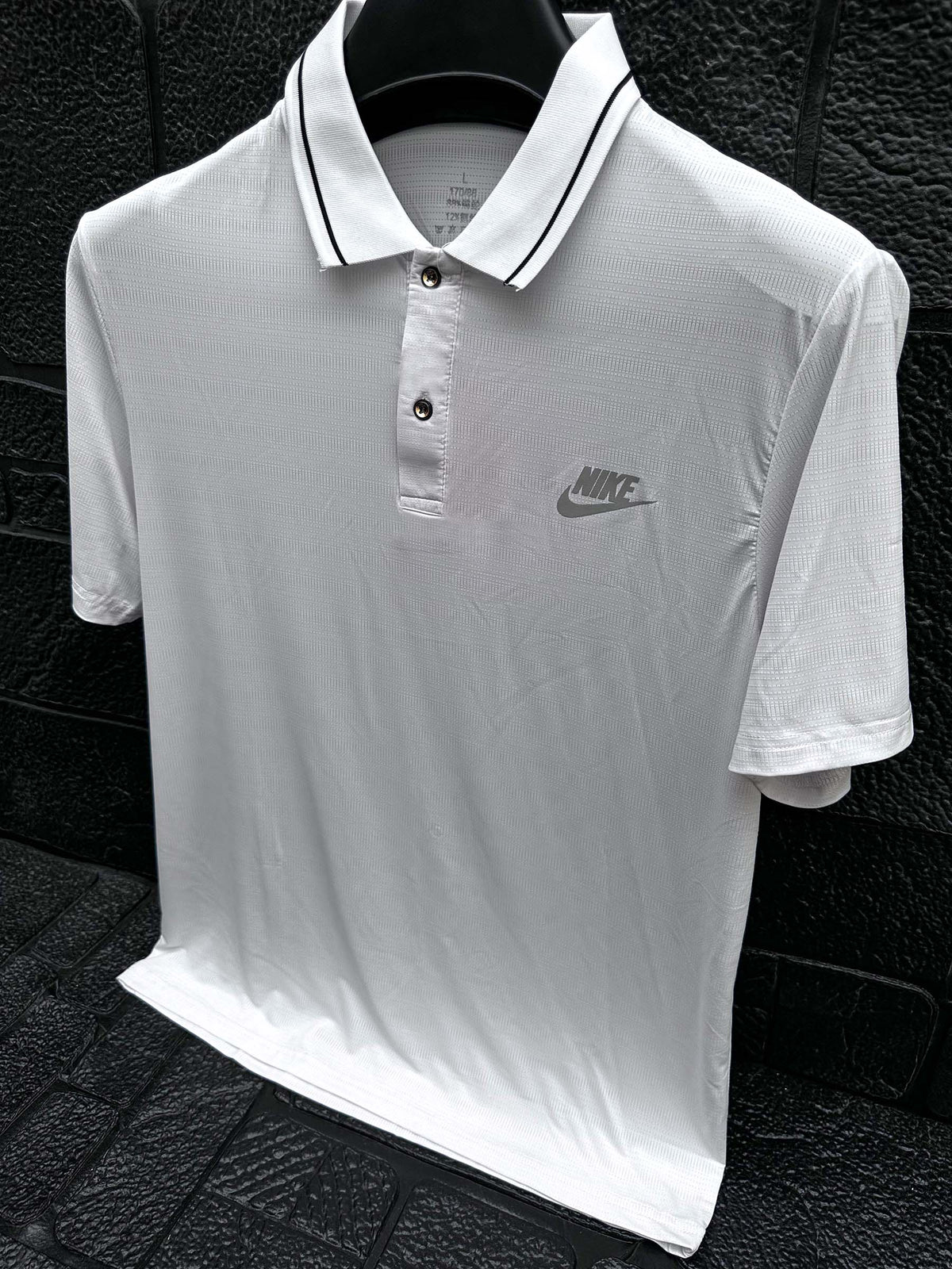 Self Textured Imported Dry Fit Polo In White