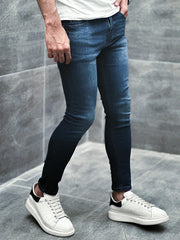 Light Faded Ankle Fit Turbo Jeans in Blue