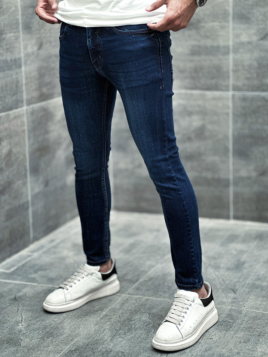 Light Faded Ankle Fit Turbo Jeans in Dirty Blue