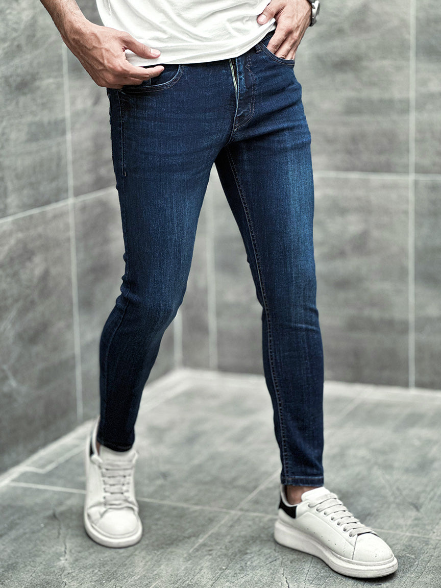 Light Faded Ankle Fit Turbo Jeans in Dirty Blue