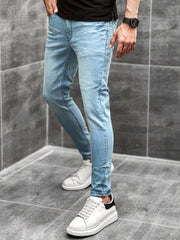 Turbo Embroidered Logo Ankle Fit Jeans in Sky Blue