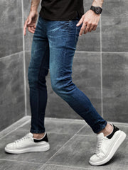 Turbo Embroidered Logo Ankle Fit Jeans in Dirty Blue