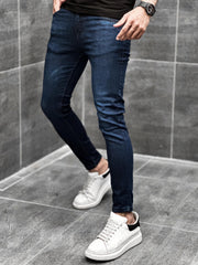 Turbo Back Pocket Logo Ankle Fit Jeans in Dark Blue