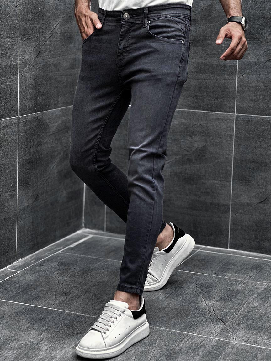 Turbo Light Faded Ankle Fit Jeans in Grey