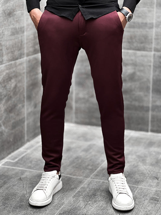 Buy RARE RABBIT Natural Solid Cotton Slim Fit Men's Casual Trousers |  Shoppers Stop