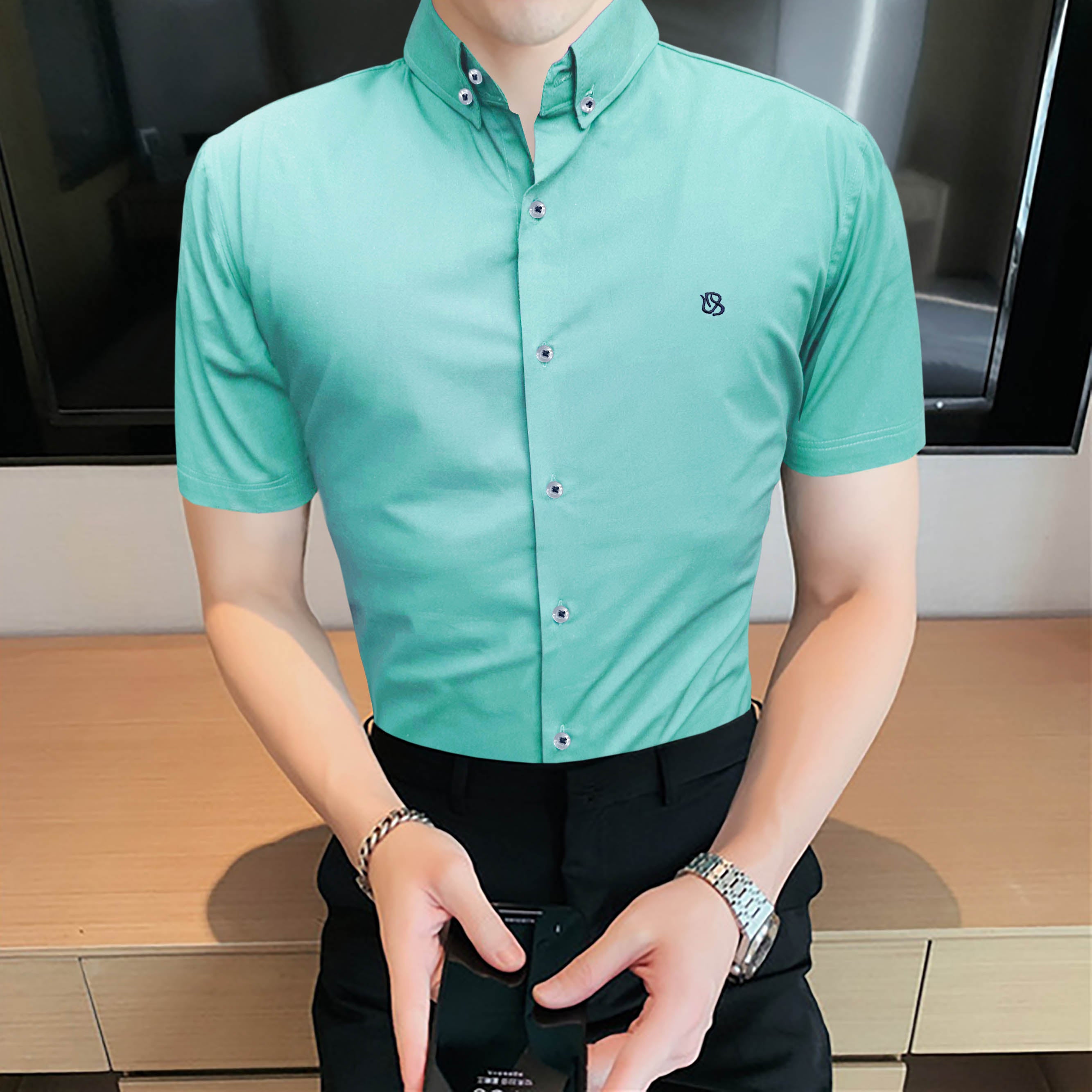 Plain Cotton Stretch Casual Shirt